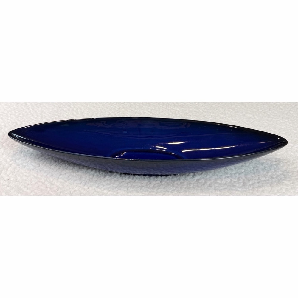 Elegant Cobalt Blue Boat-Shape Decorative Bowl - Picture 11 of 11
